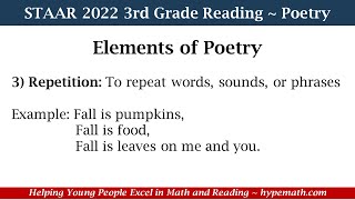 2022 STAAR Reading ~ 3rd Grade (Elements of Poetry) Part 1