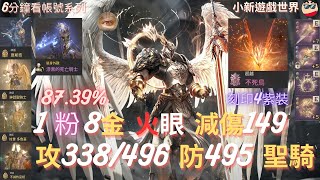 【天堂W】6分鐘看帳號系列【粉色專區】: 87.39%、1粉娃【不死鳥LV13】8金【最高攻命338/496】減免149【防495】火眼、5紫技能、滿紅技、4刻印紫裝、漆黑死騎)、聖騎士 EP.206