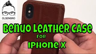 Leather Portfolio Style Case for iPhone X by Benuo