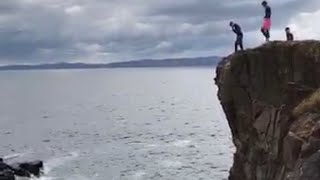 EXTREMELY DANGEROUS CLIFF JUMPS!! (52ft) Portstewart Uk (B-tec Adrenaline Addiction) Almost Drowned