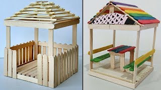 5 Mini Relaxing Huts | Popsicle Stick Crafts Compilation