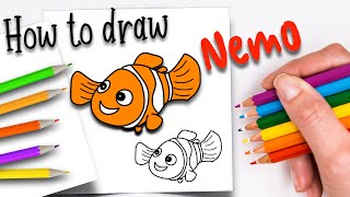 #35 How to draw Nemo fish easy step by step | Rainbow art for kids | Finding Nemo