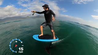 Foil surfing solo mission on efoil board downwinder practice