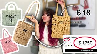 trying to crochet a $1,750 crochet PRADA bag👀