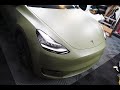 TESLA MODEL Y WRAPPED IN 3M 2080 MATTE MILITARY GREEN