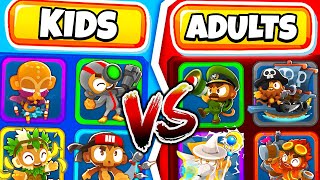 KID vs GROWN-UP Towers in BTD 6!