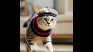 Fashionista Cat Struts in Style | Cute \u0026 Playful Scene #cat #felineelegance #funnycats