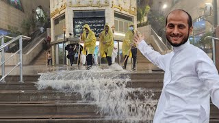 شاهد ساعتين من الأمطار الغزيرة على مكة المكرمة والمسجد الحرام