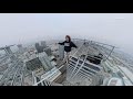 Daredevil walks between downtown L.A. skyscrapers, high above city skyline