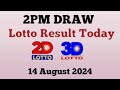 Lotto Result Today 2pm draw 14 August 2024 Swertres Ez2 PCSO live result