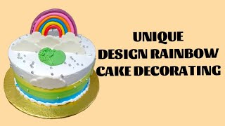 New design birthday rainbow cake decorating | Unique design cake | birthday cake cutting recipe 2025