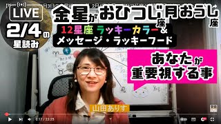 【第132回2025年2月3日の占星術ライブ】2月4日金星はおひつじ座へ移動、月はおうし座へ移動します「ラッキーカラー＋ラッキーフード」