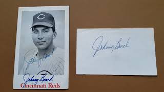 Johnny Bench Signed 1967 Cincinnati Reds Team Issued Postcard and Card !!