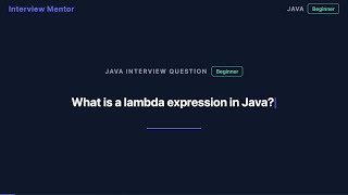 What is a Lambda Expression in Java? Interview Question