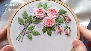 МК. Нежная веточка с розами. Часть 3. Зелень. A delicate twig with roses. Part 3. Step by step.