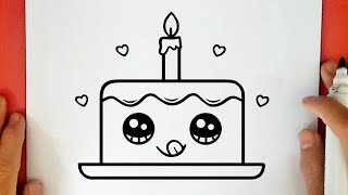 HOW TO DRAW A SIMPLE CUTE BIRTHDAY CAKE