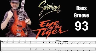 EYE OF THE TIGER (Survivor) How to Play Bass Groove Cover with Score & Tab Lesson