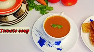 Tomato Soup - టమాటో సూప్ ని ఇంట్లోనే  ఇలా ఈజీగా చెయ్యండి 👌🤤 Tomato soup Recipe with Bread Croutons