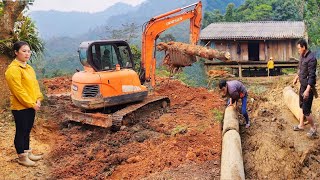 Excavators install culverts,dig and repair roads and expand fish ponds for people in the highlands.