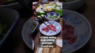 RAW HORSE SASHIMI, can't believe it's actually really good🤤🇯🇵⛩️ #japan #japantravel #youtube #shorts