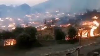 Fire reported in Wengding Village, SW China's Yunnan