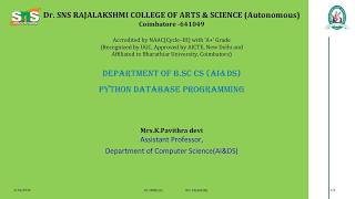 Python Database Programming | OOPs with Python Programming | SNS Institutions