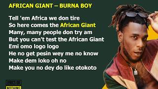 BURNA BOY -  AFRICAN GIANT (LYRICS) | AFRICAN GIANT ALBUM