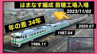 【はまなす編成+キハ40】34歳差！ 苗穂工場へ入場するキハ261系はまなす編成3両と、 牽引するキハ40を見てきた 苗穂運転所→苗穂工場 2023/11/02