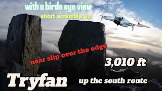 TRYFAN THE SOUTH SIDE ROUTE WITH A BIRDS EYE VIEW.APPARENTLY THE EASY WAY UP#mountains