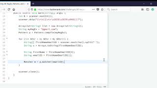Day 28: RegEx, Patterns, and Intro to Databases | HackerRank | JAVA