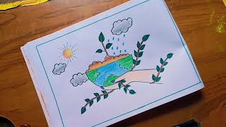 How to draw save earth and save tree drawing// save Earth