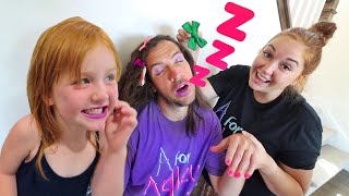 SLEEPiNG DAD MAKEOVER 💅 Dad Won’t Wakeup so Adley & Mom Helps with morning get ready spa routine