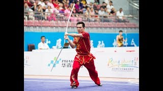 Section cudgel 男子三节棍 第一名 浙江队 王地 9.01分 zhe jiang Di Wang Wushu Routine Championship  WuShu SanJieGun
