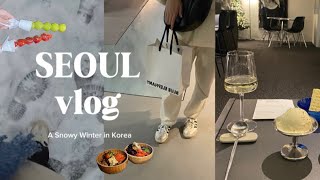 【韓国vlog】雪の韓国旅行vlog✈︎❄️｜ワインとアイスのカフェ🍨🍾/ｸﾞﾘｰｸﾖｰｸﾞﾙﾄ🥣/弘大/聖水/ソウルの森/延南洞/東大門/龍山/孔徳/麻浦/仁川