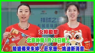 女排動態！北京時間1月29日晚上，陸續傳來朱婷、莊宇珊、姚迪新消息！#蔡斌#袁心玥#朱婷#李盈莹#天津女排#龔翔宇#賴亞文