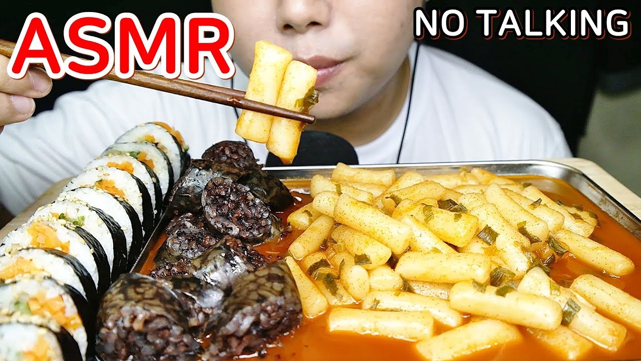 EATING ASMR-김.떡.순-Gimbap + Tteokbokki +Blood Sausage -NO TALKING-EATING ...