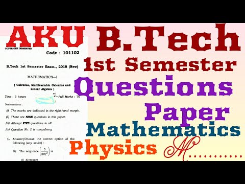 B.Tech 1st Semester Question Papers | AKU B.tech 1st Sem Mathematics ...