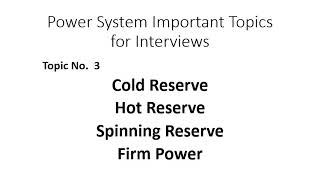 Power System Topics for Interviews |Topic 3| Cold Reserve Hot ReserveSpinning ReserveFirm Power