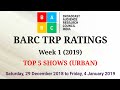 BARC TRP Ratings Week 1: Saturday, 29th December 2018 to Friday, 4th January 2019