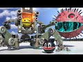 Two Robots Pacman VS Spiky Monsters. Chain Chomp in Quadruped Robot Walking in Maze