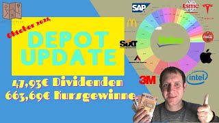 663,69€ Gewinn und 47,93€ Dividenden - Mein Depotupdate für Oktober