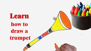how to draw a trumpet