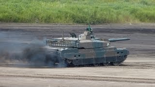 10式戦車 ｽﾗﾛｰﾑ射撃～高速離脱 / 富士総合火力演習 2012