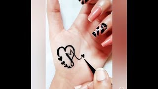 Most stylish M Letter Alphabet & ♥Love♥ Henna Tattoo Mehndi Design || Simple & Easy mehndi Tutorials