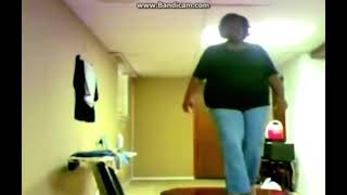 Heavyweight women Falls off Table while...singing.