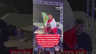 Singer @JosephAttiehOfficial thrills the crowd by singing his patriotic song in Los Angeles, USA!