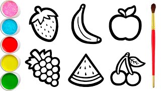 How to draw a picture of fruits for kids | Cómo hacer un dibujo de frutas para niños.