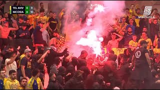 Maccabi Fans Pyro and Amazing Support at Volleyball Match Against Omonia Nicosia
