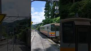 大糸線ｷﾊ120系 JR東西境界駅の南小谷駅到着