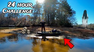 24 Hour SURVIVAL CHALLENGE on Americas Most HAUNTED LAKE!! (Island Camping)